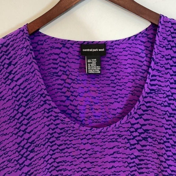 Central Park West 100% Silk Purple Snakeskin Print Blouse Size XXS - Picture 4 of 11
